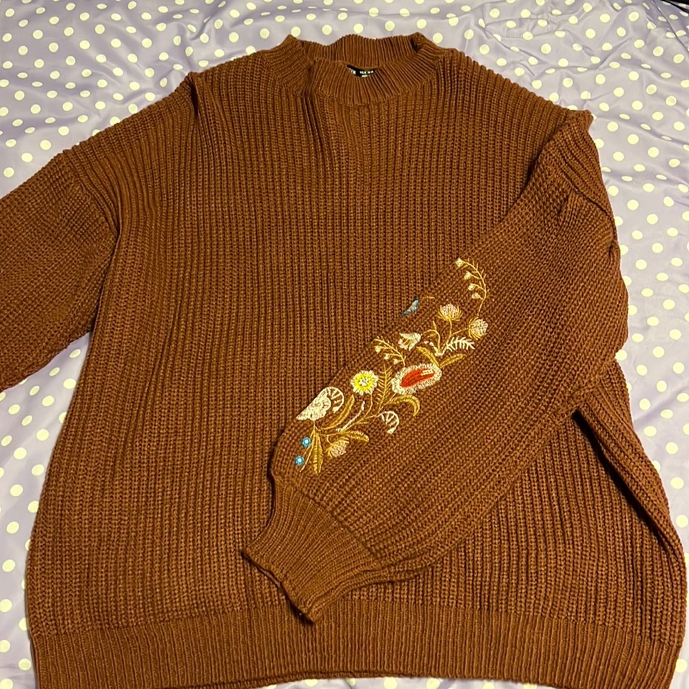 Shein sweater with floral arm sleeve